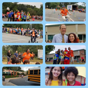 Collage of wlak and bike to school day pictures