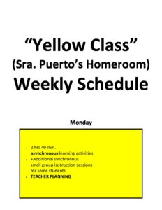 Puerto Student Schedule || Horario del Estudiante