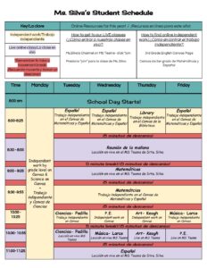 Silva Student Schedule || Horario del Estudiante