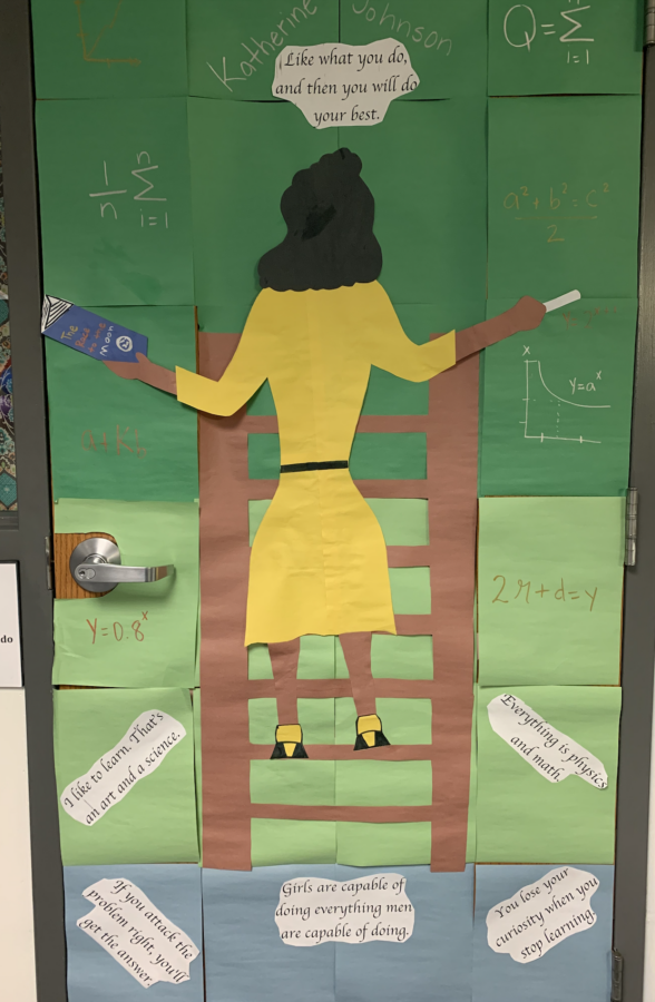 Door decorated inspired by Katherine Johnson