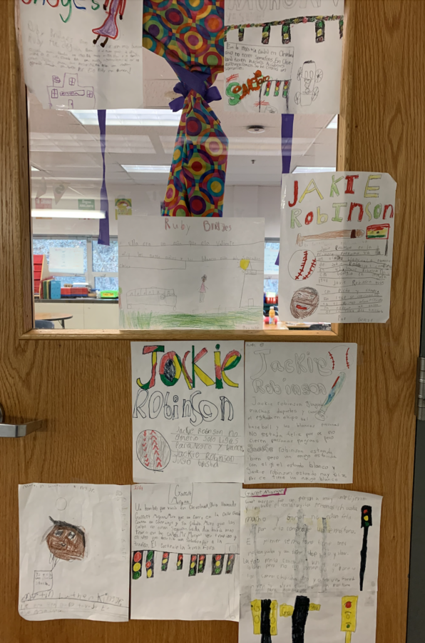 Decorated door inspired by Jackie Robinson.