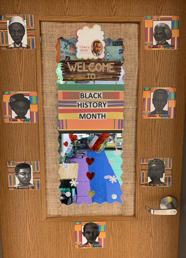 Door decorated for Black History Month